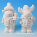 2016 new arrival ceramic snowman figurine,white porcelain snowman figurine